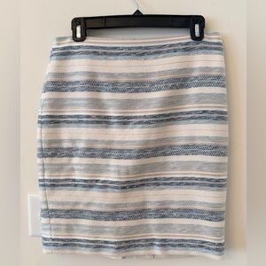 Ann Taylor Blue and Cream Striped Pencil Skirt